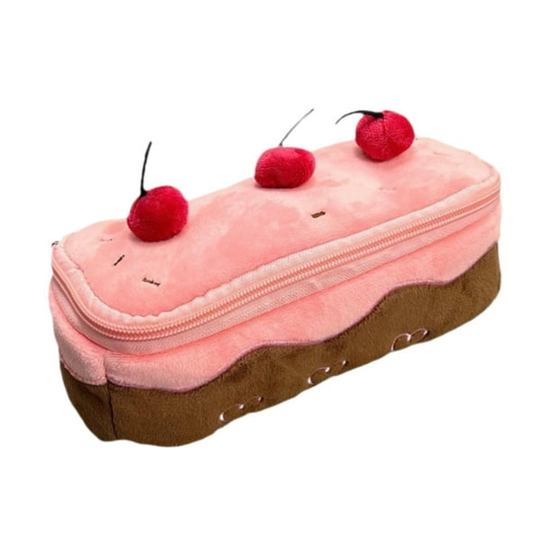 Estuche para lápices de felpa Macarena con forma de pastel de cereza 20x7x8cm