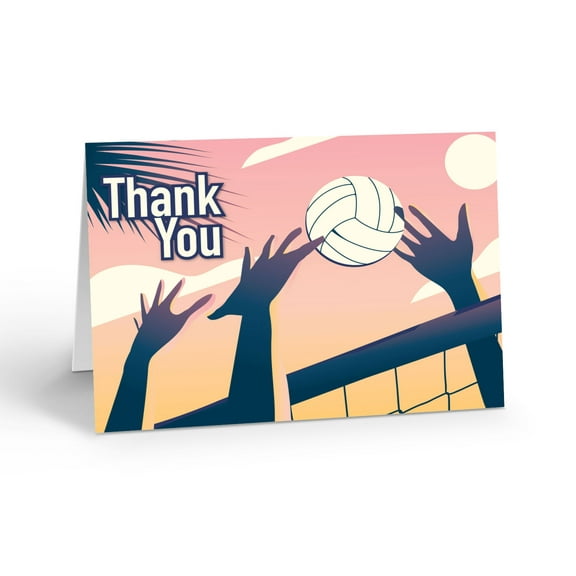 Volleyball Thank You Note Cards - 10 Thank You Note Cards with Envelopes - Sport