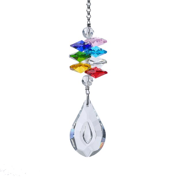 Atrapasueños de cristal, fabricante de arcoíris colgante con cuentas de estrella de chakra, decoración del hogar de ventana