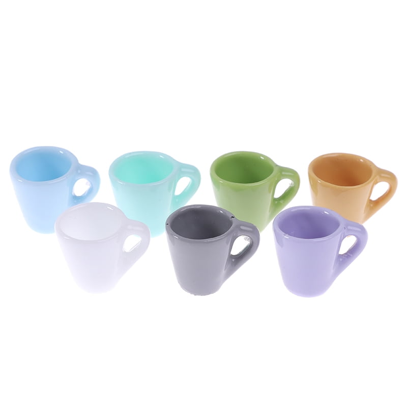 Doll House Miniature Plastic Coffee Water Tea Cups Mugs Pot Set 1/12 Scale 