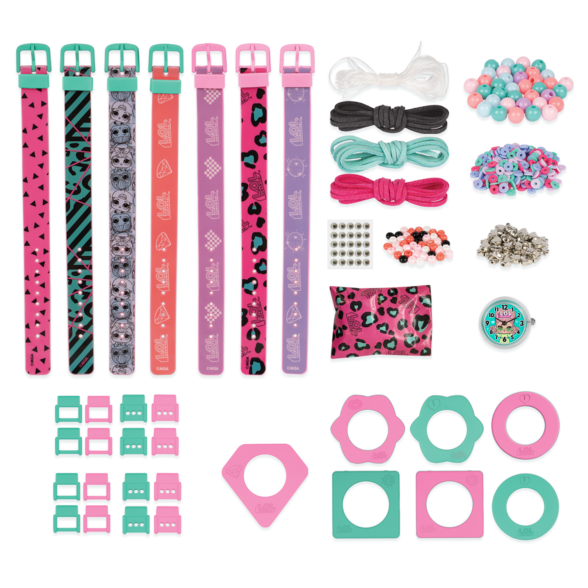 Lol Surprise: 7 Day Fashion Watches - Mix & Match Styles, Digital, New Look Every Day, DIY Jewelry Craft Kit, Green-Pink-Purple-Patterns, Kids Ages 3+