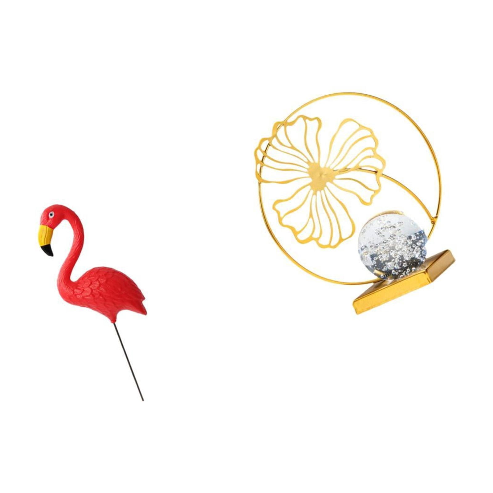 Dualoai Flamingo Leaf Garden Statue Figurine Ornament Sculpture for Holiday Spring Birthday Gift Collectible Yard Art Decorative Stake for Backyard Fairy Garden Bookshelf Office Fireplace Desk