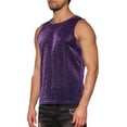 thumbnail image 4 of INSPIRE CHIC Glitter Tank Top for Men's Slim Fit Sleeveless Disco See Through Sparkly Vest XL Purple, 4 of 6