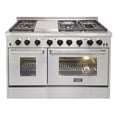 thumbnail image 4 of KUCHT Professional 48 in. 6.7 cu. ft. Dual Fuel Range for LP Gas with Sealed Burners, Griddle and Convection Oven in Stainless Steel with Classic Silver Knobs, 4 of 4