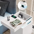 thumbnail image 3 of MONVANE Modern LED Nightstand with 3 Drawers , White Nightstand Bedside Table Storage with Drawer Charging Station for Bedroom, 3 of 11