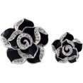 thumbnail image 1 of KAIYANG Un par de ambientadores con fragancia incrustada en diamantes de imitación y diseño de camelia para ventilación de coche (negro), 1 of 4