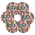 thumbnail image 7 of Yayeee 6 PCS Drink Coasters with Holder Set Woven Absorbent Round Tabletop Hot Pad, Orange Geometric, 7 of 7