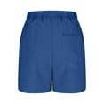 thumbnail image 7 of Ecqkame Shorts for Women Summer Dressy Casual High Waisted Work Shorts Elastic Waist Solid Color Drawstring Shorts with Pockets 02-Blue 02-02-Blue, 7 of 7
