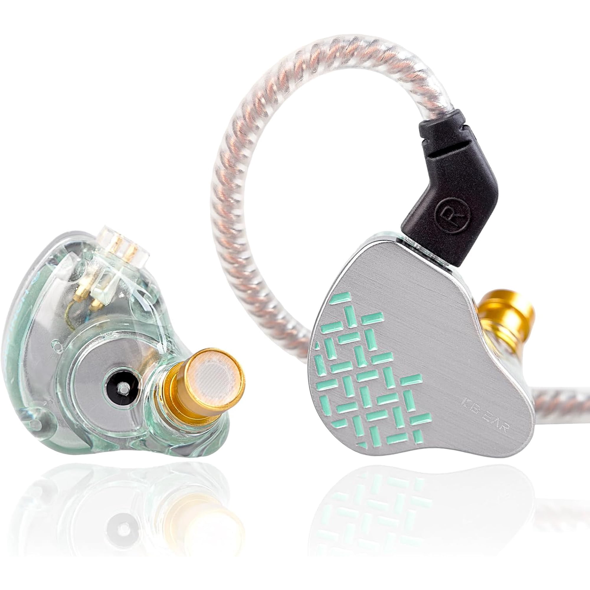 KBEAR Lark 1DD+1BA Hybrid Driver HiFi In Ear Monitor Headphones Wired Earbuds Silver‑Plated Detachable Cable Zinc Alloy Shell IEM Earphones for Musicians Audiophiles