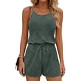 thumbnail image 2 of KIHOUT Women's Casual Ribbed Knit Romper Sleeveless Drawstring Waist Yoga Fitness Short Jumpsuit Plus Size Summer Wear, 2 of 5