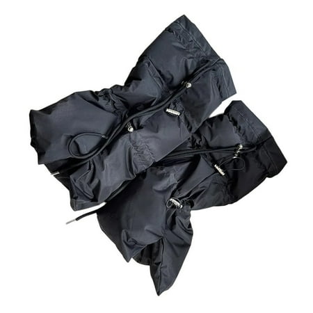 Winter Fashion Women Thick Padded Puffer Leg Warmer Drawstring Foot Covers Split Boot Cuffs Socks Sleeves Calf Gaiters