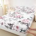 thumbnail image 3 of Manfei Colorful Country Floral Bed Sheets,Rustic Natural Plant King Sheets,Pink White Sheet Set For Girls Kids,Super Cozy Room Decor,4-Piece, 3 of 7