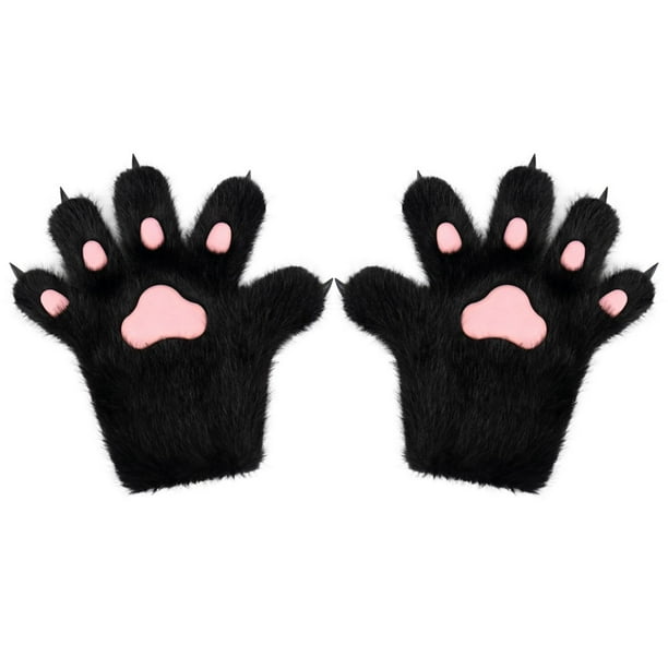 Guantes de animales, accesorios para fotos, para hombres y mujeres, para disfrazarse, con forma de pata de gatito. Negro rosa