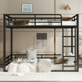 thumbnail image 2 of Bed Frame Metal Bunk Bed, Full XL over Full XL Floor Bunk Bed Frame,Heavy-Duty Bunk Bed for , Teens, Adults, Noise-reduced Design, Black,Platform Bed Frame, 2 of 14