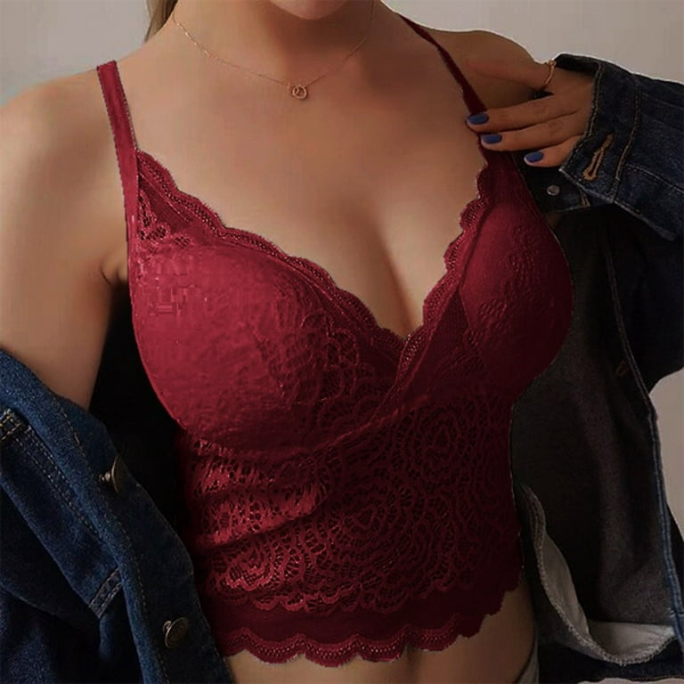 Women One Size Vest Crop Wireless Bra Lingerie Sexy V Neck