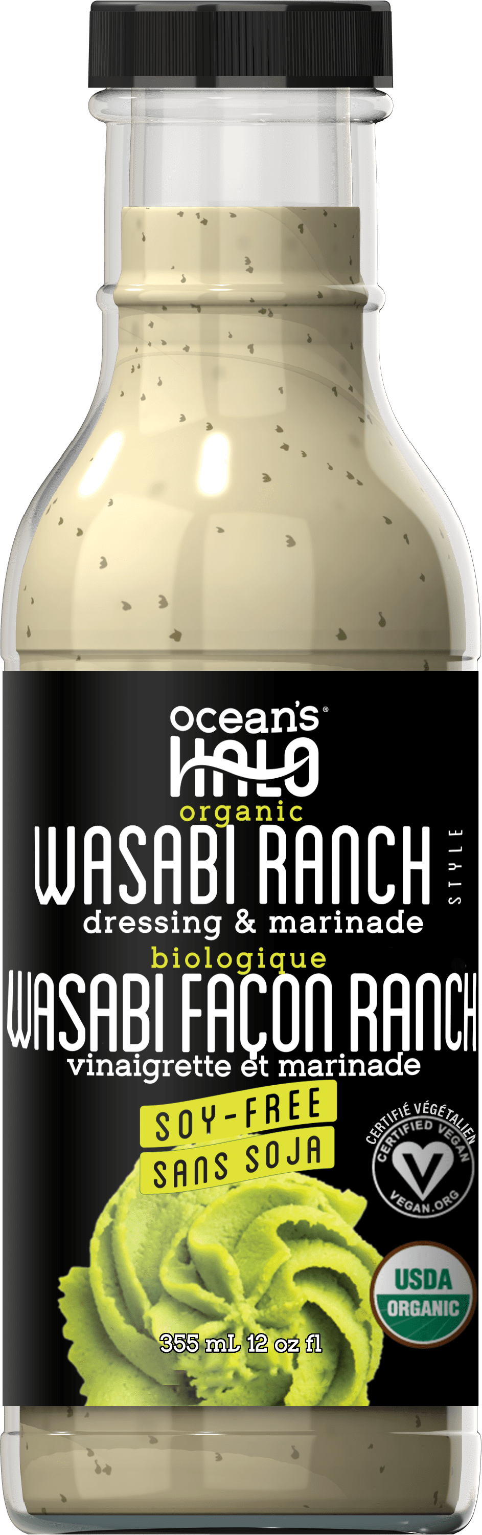 Vinaigrette épicée ranch au wasabi, bio, vegan, 355 mL Ocean's Halo, vinaigrette épicée ranch au wasabi