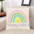 thumbnail image 2 of Zhourta Easter Throw Pillow Covers Soft Egg Bunny Pillowcase Easter Cushion Cover Linen Fabrics Sofa Living Room Decorative Pillow Cover Easter Decorations 18×18Inch, 2 of 6