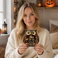 thumbnail image 3 of Decorr 5.9" Vintage Owl Halloween Tabletop Decor, Wooden Mini Haunted Diorama Figurine with Skeleton Ghost Pumpkin Bat, Halloween Decorations for Mantel Tiered Tray & Party Centerpiece, 3 of 7