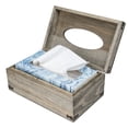 thumbnail image 4 of Funda para caja de pañuelos, hecha de madera en color gris con acabado rústico, tiene tapa con bisagras, 4 of 6