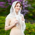 thumbnail image 4 of Clearance,White Bridal Muslim Headscarf Lace Shawl, Triangular, Elegant Lace, Lightweight, For Wedding, Perfect Fit, Fashion Accessory Trendsetting Style|95%Polyester,5%Spandex,White, 4 of 4