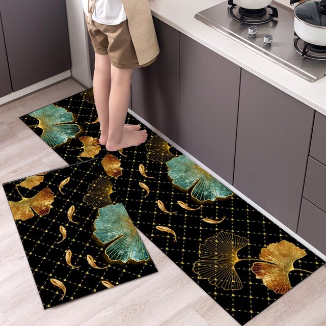 Kitchen Floor Mat Tableware Pattern Entrance Doormat Bathroom Door Floormat Parlor Anti-slip Antifouling Long Rug Kitchen Rugs Home Decor