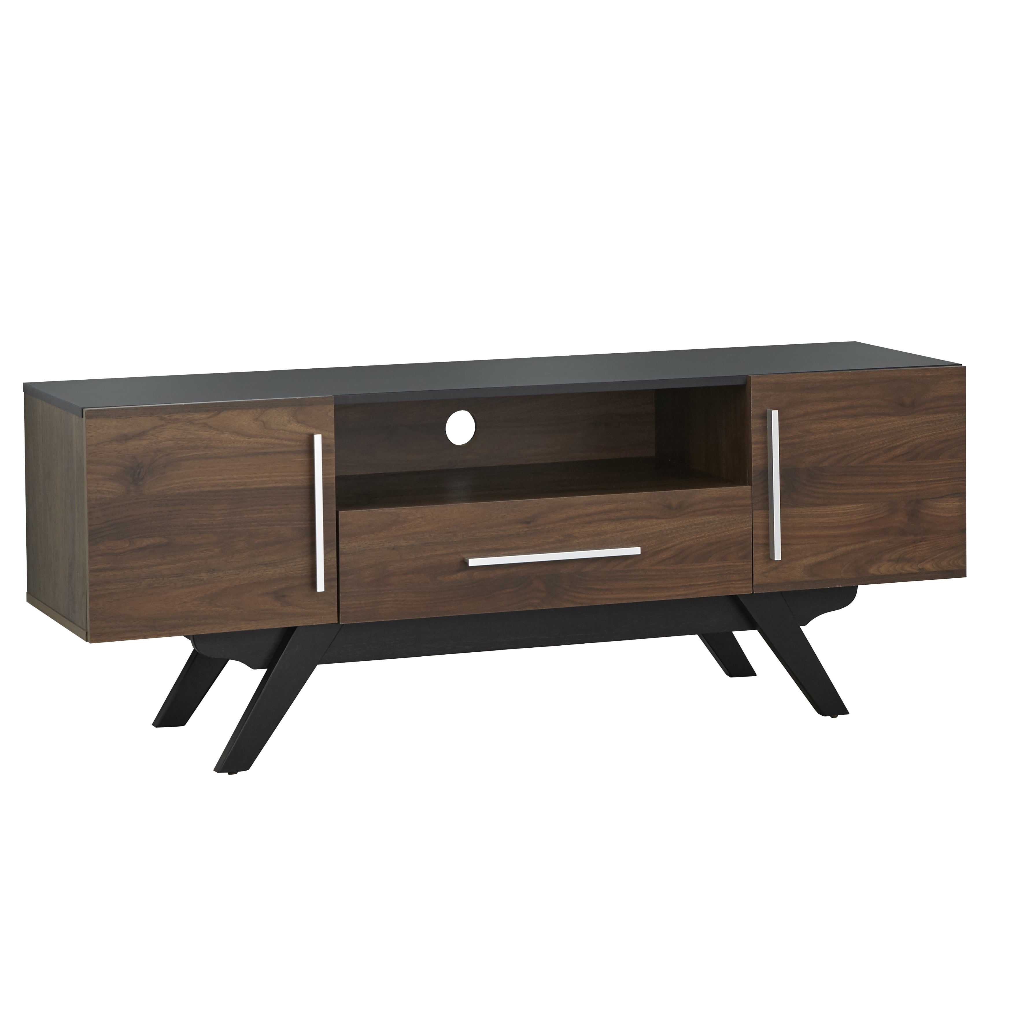 TMS Lambert Mid-Century TV Stand, Up to 64 inch TV's, Walnut and Black