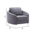 thumbnail image 5 of Benjara Nial 34" Accent Chair- Linen Upholstery- Pine Wood- Gray and Gold, 5 of 5