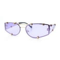 thumbnail image 3 of Womens Side Visor Retro Hipster Rimless Taper Rectangle Metal Rim Sunglasses Gold - Purple, 3 of 5