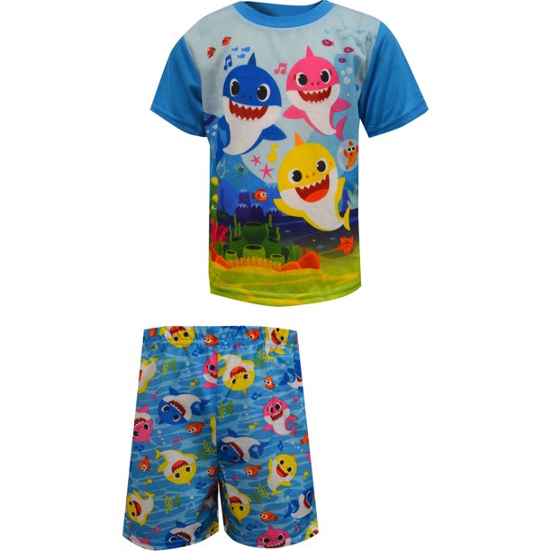 AME Sleepwear Boys' Baby Shark Under The Sea Toddler Summer Pajamas (4T
