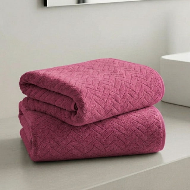 Pack de 2 Toallas de Microfibra Grandes (140x70 cm) Extra Suaves y de Secado Rápido para Baño, Alberca, Gimnasio y Viaje, Mod. Fucsia