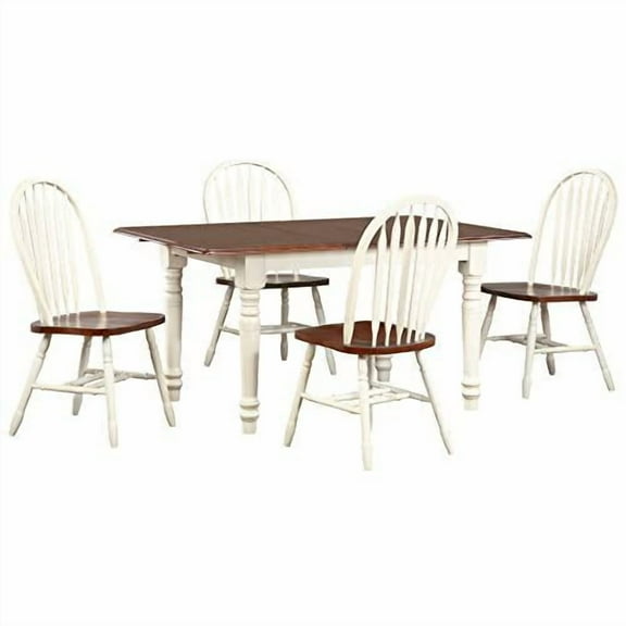 Sunset Trading Andrews 5-Piece 60" Arrowback Extendable Wood Dining Set in White