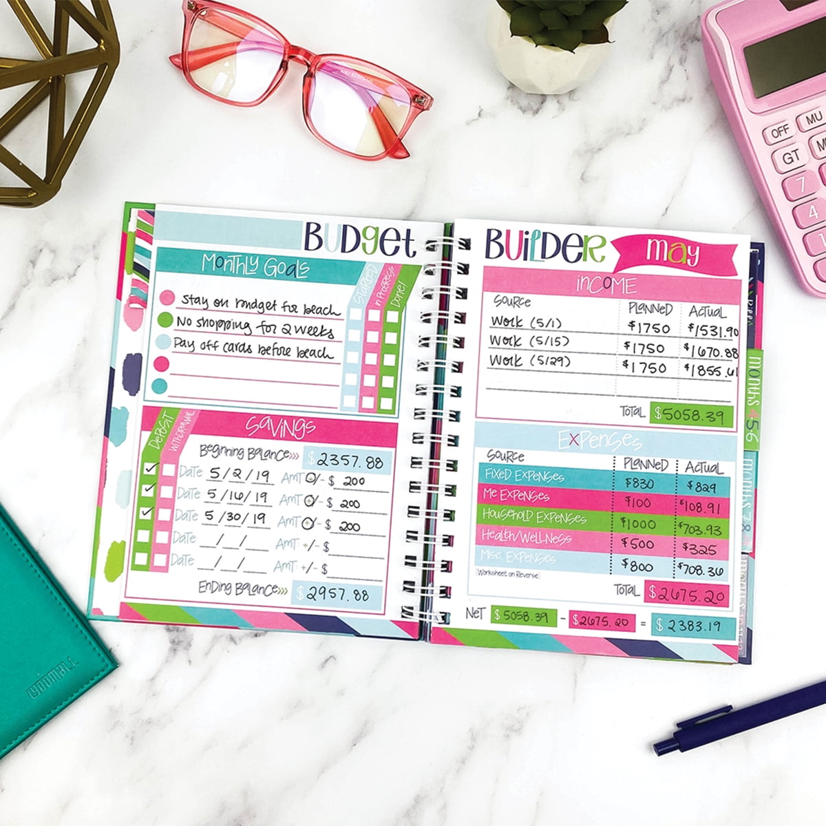 Budget Binder™ 12-Month Budget Planner and Finance Organizer with 354 Stickers, Non-Dated Monthly Bill Tracker by Denise Albright