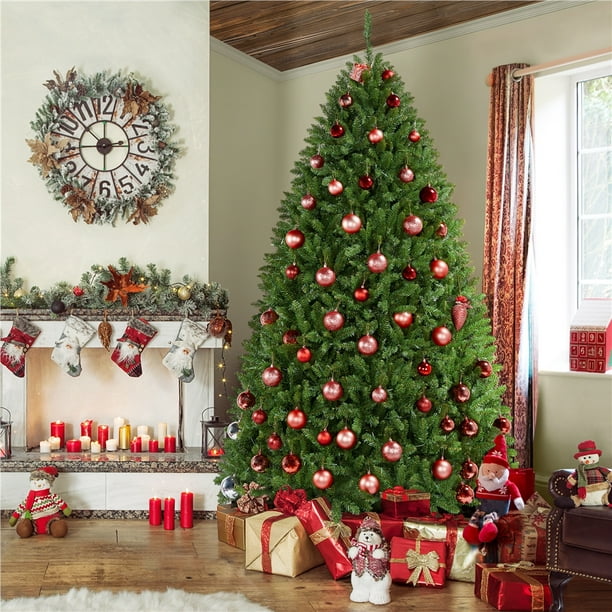 Topeakmart 7.5 ft Pre-lit Ultra-Thick Artificial Christmas Tree with ...