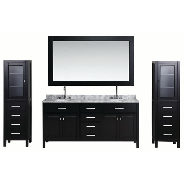 Design Element London 72" Double Sink Bathroom Vanity Set in Espresso