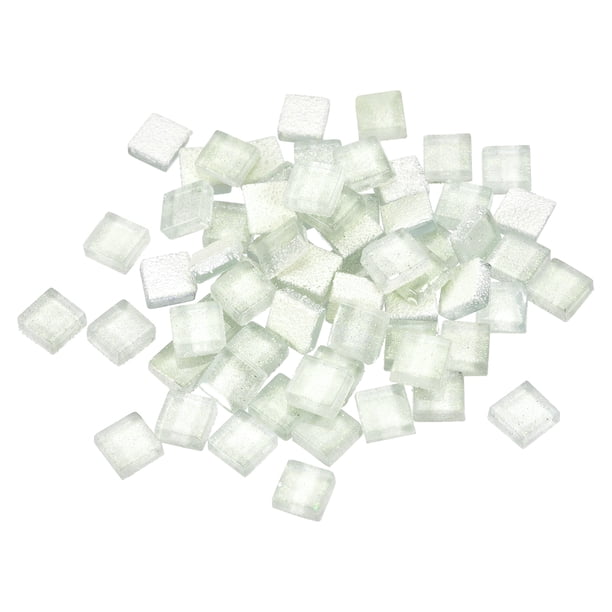 Mosaico Azulejos, Vidrio Azulejos, Brillo Cristal Mosaico Vidrio Piezas Granel Cuadrado Mosaico Azulejos 1 x 1cm para Hogar Decoración, DIY Obra, 200uds (200g, Blanco)