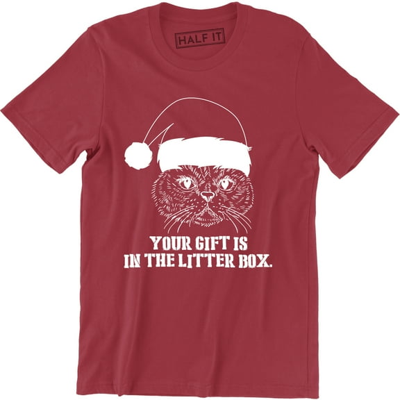 Angry Cat Your Gift IS In The Litter Box - Christmas Men's T-Shirt