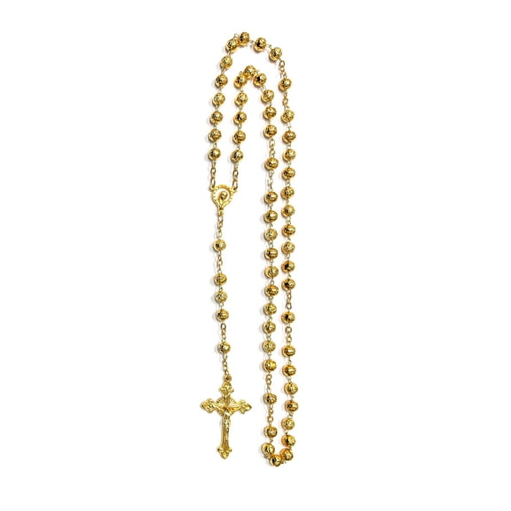 Gold rose-shaped beads rosary