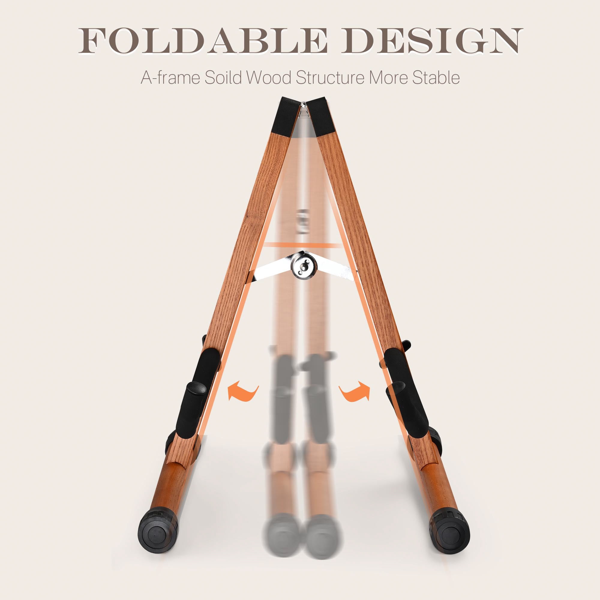 Yescom Wooden Folding Guitar Stand w/ Foam Arms fits for Acoustic Guitars, Ukuleles, Violins A-frame Floor Instrument Display Recording Studios