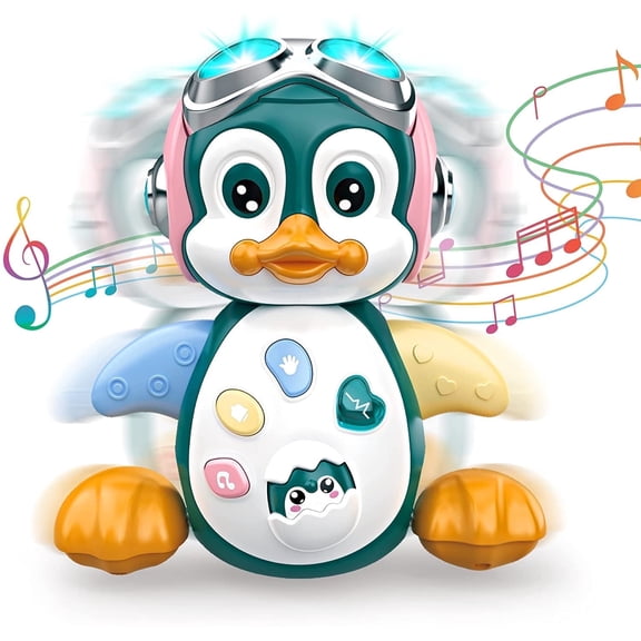 Vanmor Musical Crawling Toys Penguin, Learning Moving Walking Dancing Toy with Music & Lights for Birthday Gifts