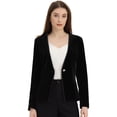 thumbnail image 1 of Blazer de Terciopelo con Un Botón Chaqueta de Manga Larga para Mujer Negro S, 1 of 5