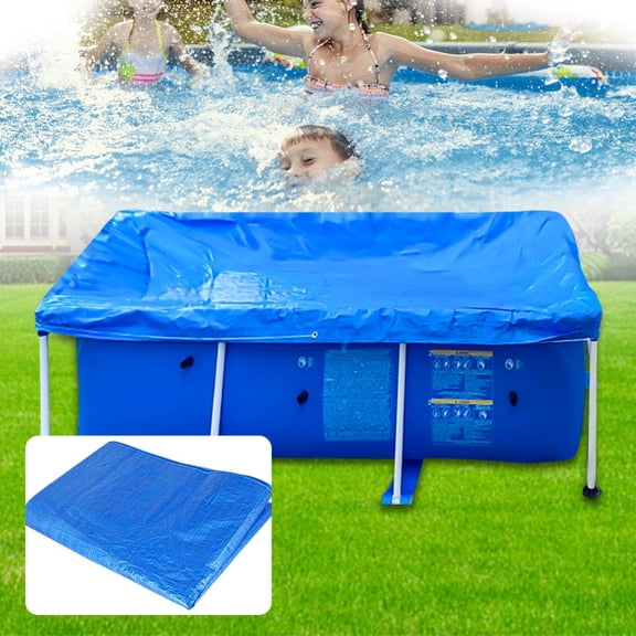 Rectangular Pool Cover,102.4x66.9 in. 8.53x5.58ft Rectangle Inflatable Swimming Pool Cover,Dustproof Outdoor Paddling Family Pools Protector with Adjustable Draw Strings