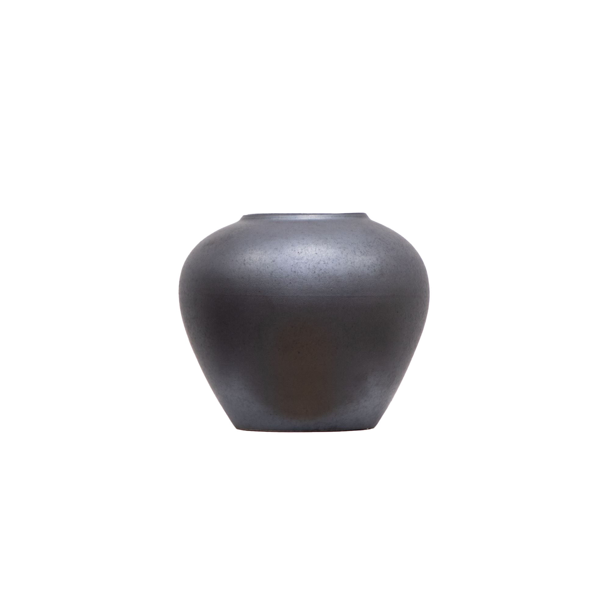 Better Homes & Gardens Ceramic Round Urn Vase, 7", Dark Gray