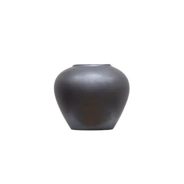 Better Homes & Gardens Ceramic Round Urn Vase, 7", Dark Gray