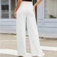 thumbnail image 5 of LEBONYARD Womens Pants Clearance,Women Plus Size Cotton Linen Wide Leg Trouser,Fashion Womens Casual Solid Color Pants Straight Wide Leg Trousers Pants White L, 5 of 6