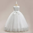 thumbnail image 5 of Zanarzt Girl Sleeveless Formal Dress Flower Girls Spaghetti Strap Tulle Dress Long A Line Wedding Pageant Dresses Princess Birthday Party Ball Gown White,8-9 Years, 5 of 9