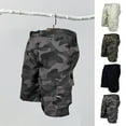 thumbnail image 4 of TNOBHG Men Cargo Shorts Men's Drawstring Cargo Shorts with Multi Zipper Pockets Elastic Waist Camouflage Print Breathable Soft Knee-length Sports Shorts, 4 of 8