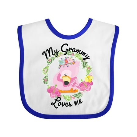

Inktastic Baby Flamingo My Grammy Loves Me with Flower Wreath Gift Baby Boy or Baby Girl Bib