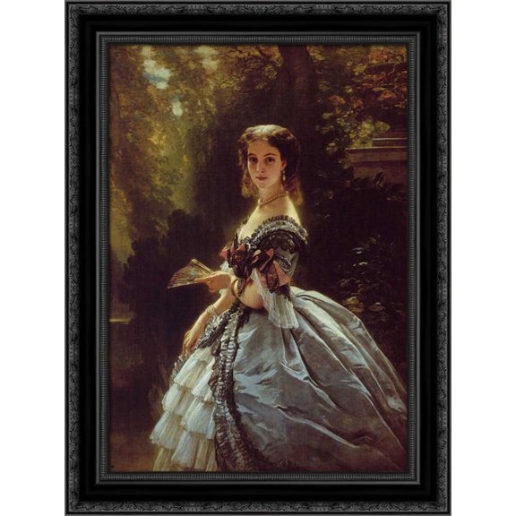 Princess Elizabeth Esperovna Belosselsky'Belosenky, Princess Troubetskoi 20x24 Black Ornate Wood Framed Canvas Art by Winterhalter, Franz Xavier