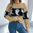 thumbnail image 4 of UngA Halloween Womens Clothing Halloween Knitted Pullover Sweaters Fall Winter Fashion Maple Leafs Pumpkin Clothes Fall Outfits for Women Khaki,S, 4 of 7