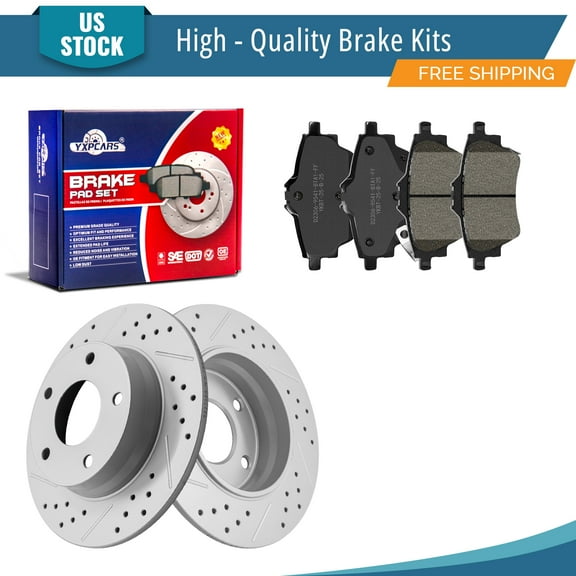 YXPCARS Rear Brake Kits for 2020 - 2024 Nissan Sentra, Drilled & Slotted Brake Rotors   Ceramic Brake Pads Set (982718, 2306)